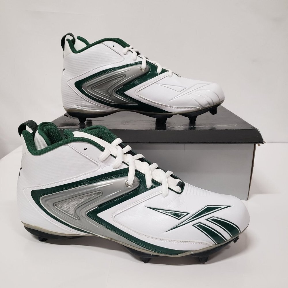 Reebok‎ Equipment NFL Pro Ferocious D3 Football Cleats in White/Green Size 14